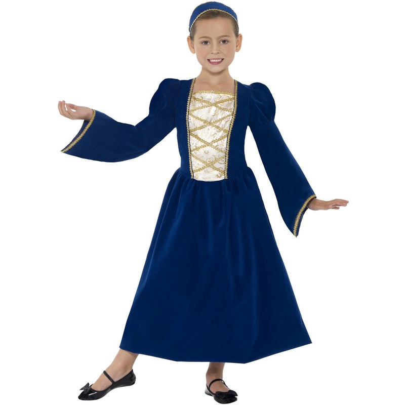 Medieval Girls Blue Tudor Princess Costume