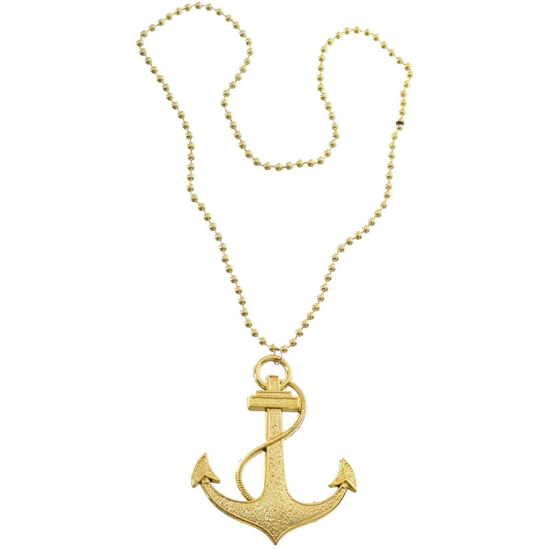 Nautical Gold Anchor Novelty Necklace