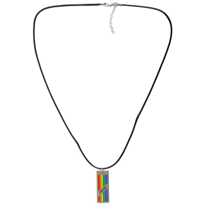 Rainbow Pride Dog Tag Mardi Gras Costume Necklace