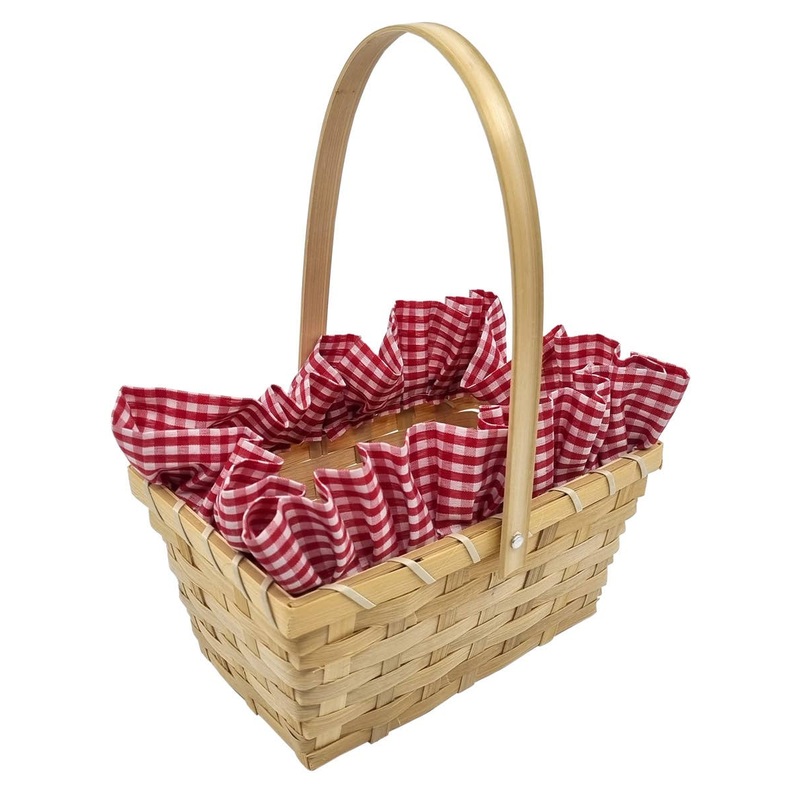 Red Riding Hood Gingham Wicker Basket Costume Accessory