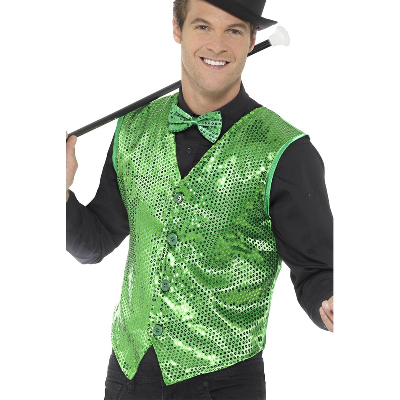Showman Mens Green Sequined Costume Vest