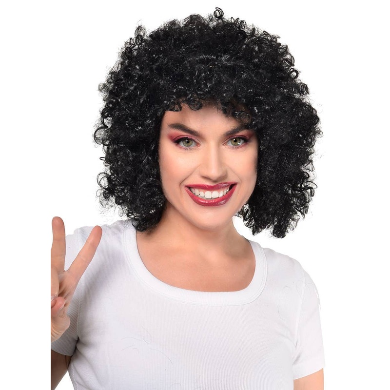 1970s Hippie Curly Black Afro Adults Costume Wig