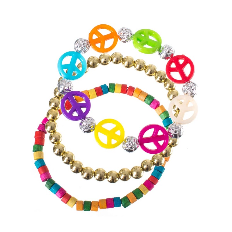 70s Hippie 3 Pack Beaded Costume Bracelets