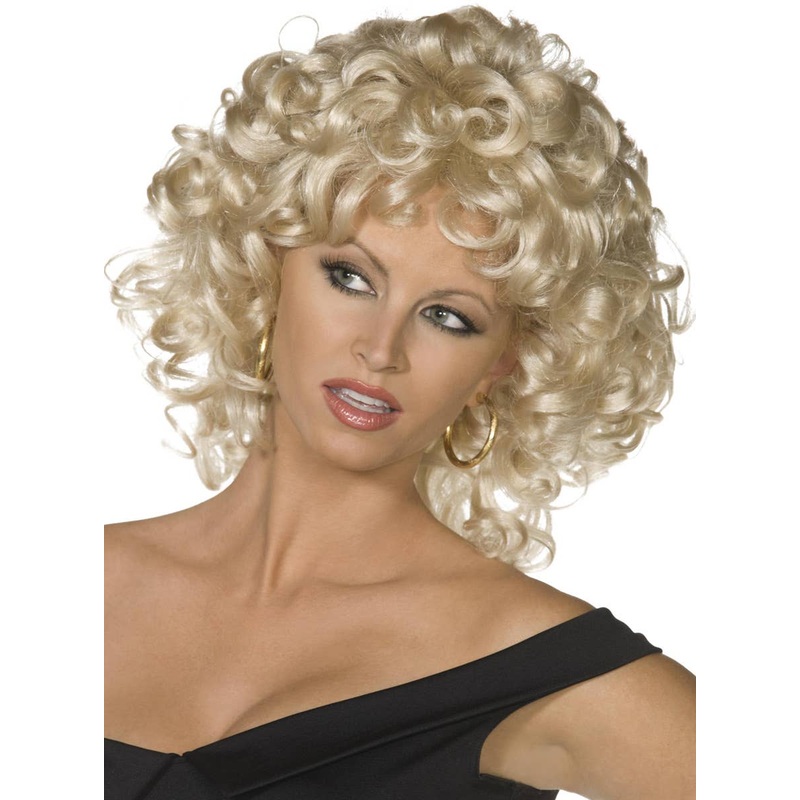Bad Sandy Womens Curly Blonde Grease Costume Wig
