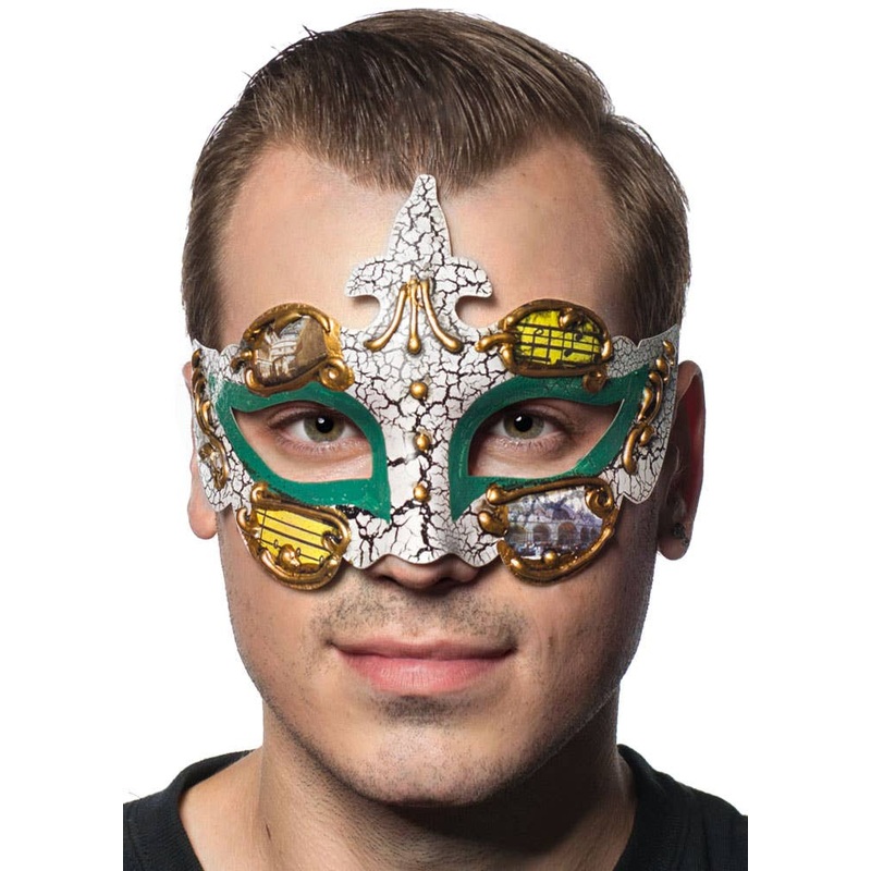 Baroque Mens Green Masquerade Mask