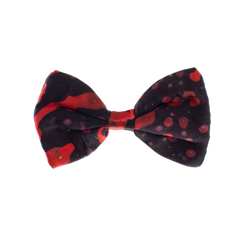 Blood Splattered Black Bow Tie Halloween Costume Accessory