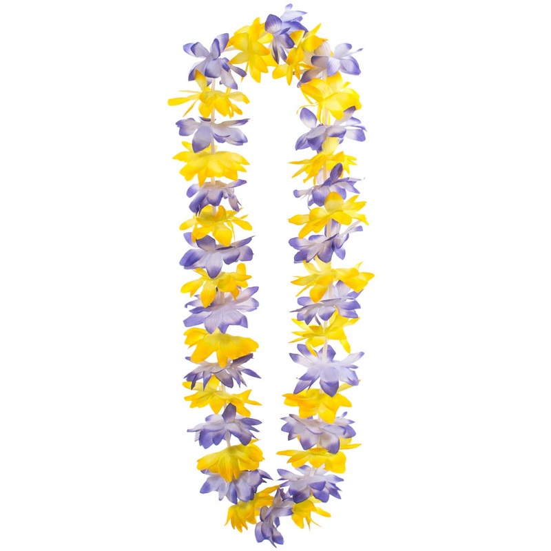 Bright Yellow and Purple Hawaiian Lei Costume Accessory