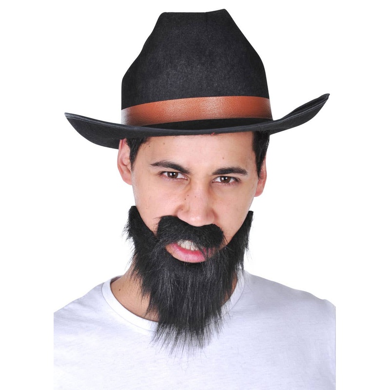 Bushy Black Beard and Moustache Set