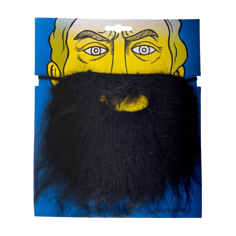 Bushy Black Faux Hair Beard on Elastic Costume Accessory