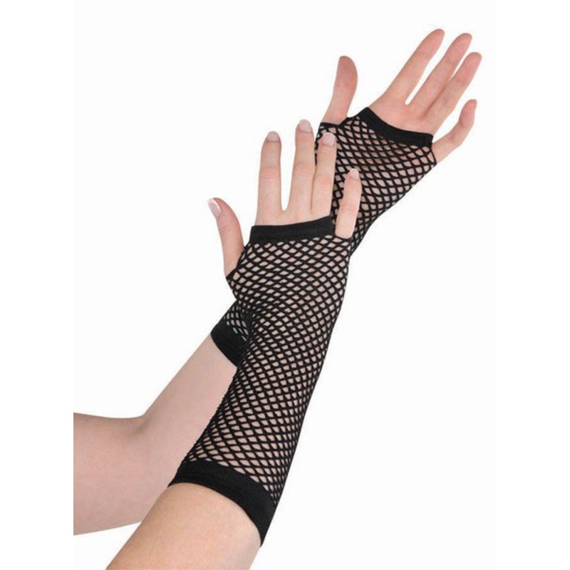 Classic Long Black Fingerless Fishnet Gloves