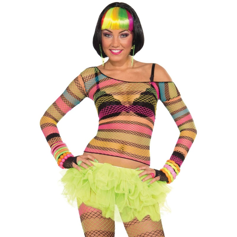Club Candy Rainbow Rave Womens Fishnet Top