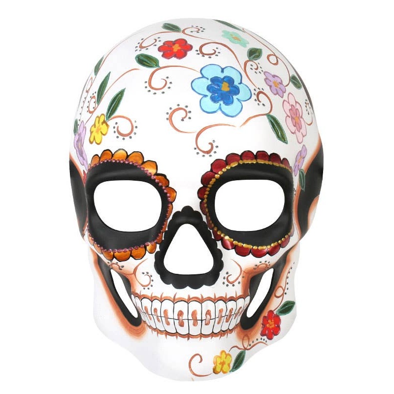 Day of the Dead White and Multi Masquerade Mask