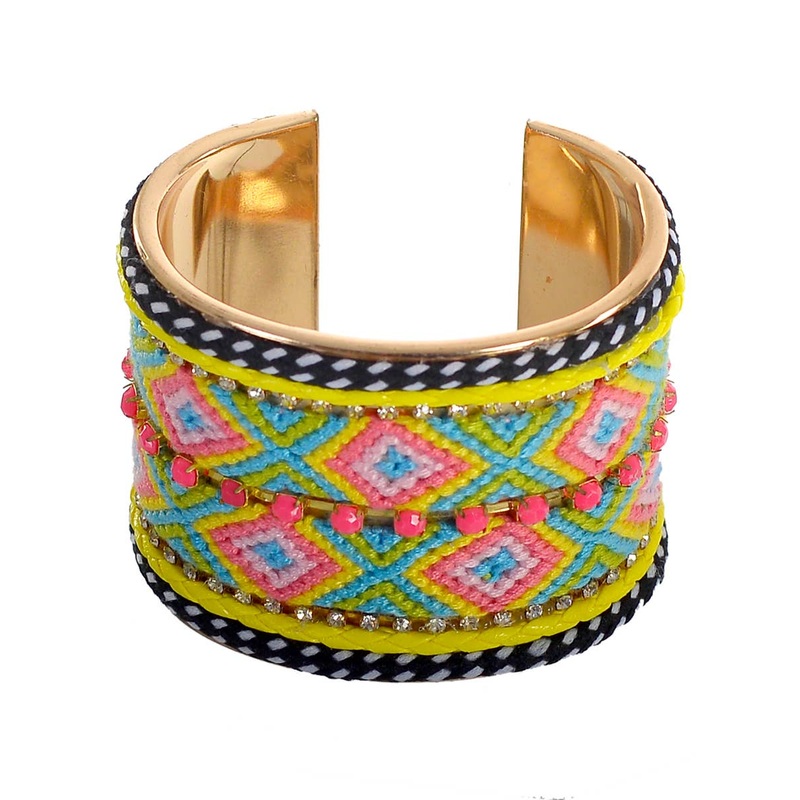 Decorative 1970s Boho Wrist Cuff Costume Bracelet