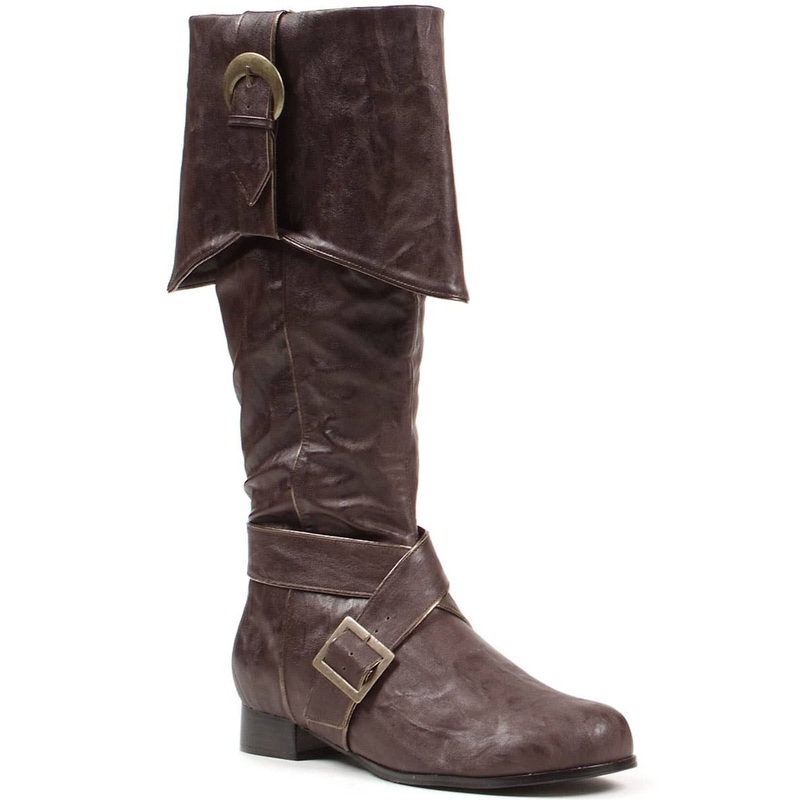 Deluxe Brown Leather Look Pirate Costume Boots