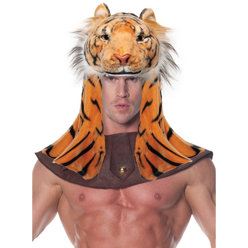 Deluxe Orange Tiger Head Piece Costume Accessory