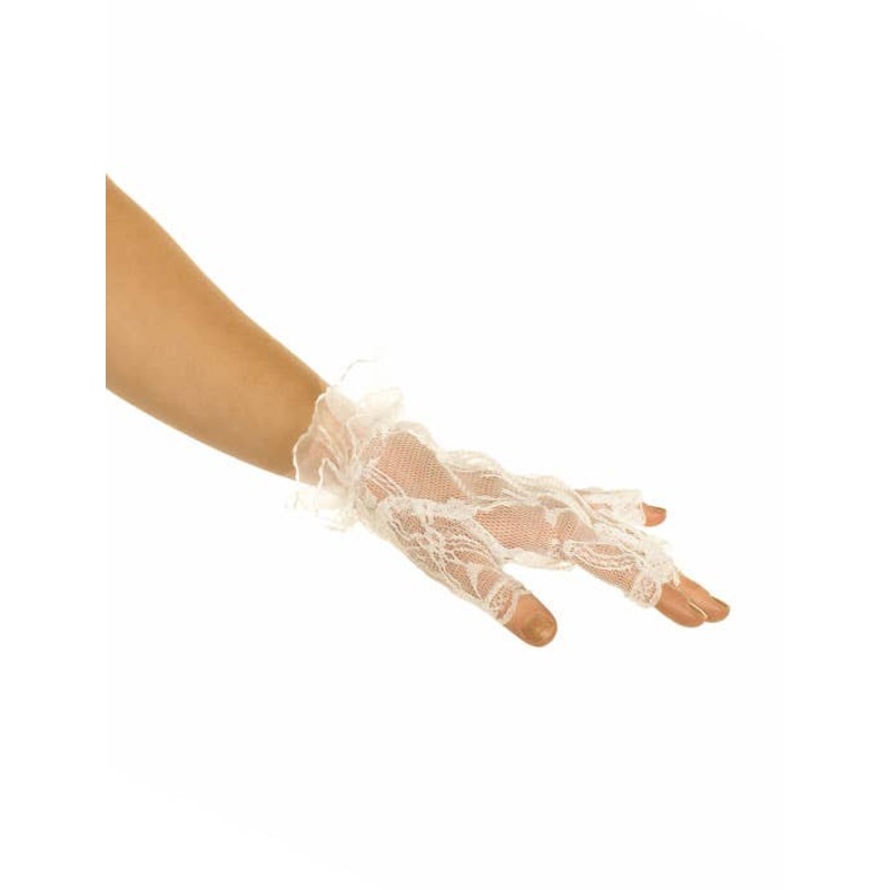 Fingerless White Lace Wrist Gloves