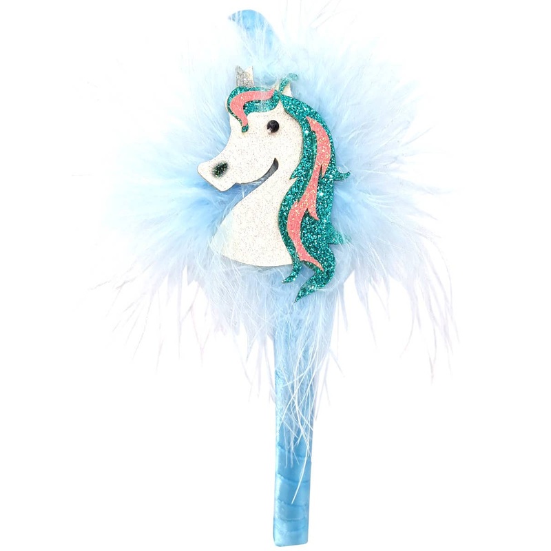Fluffy Blue Glitter Unicorn Girls Costume Headband