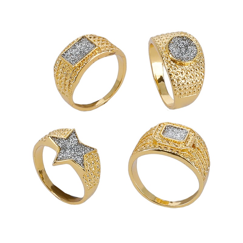 Gold Bling 4 Pack of 90s Costume Rings