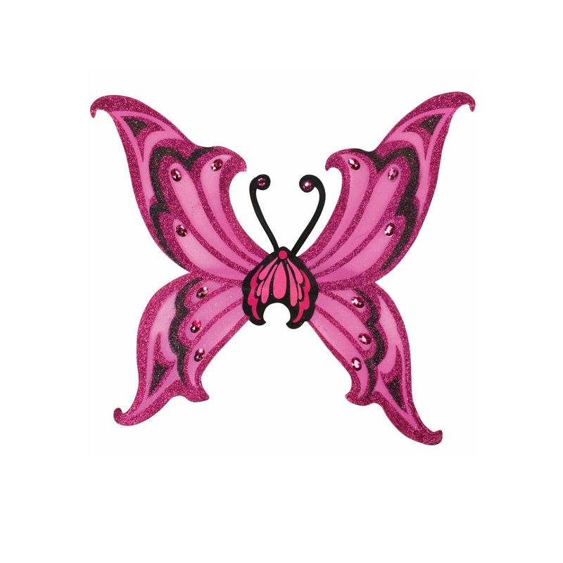 Hot Pink and Black Glitter Deluxe Butterfly Costume Wings