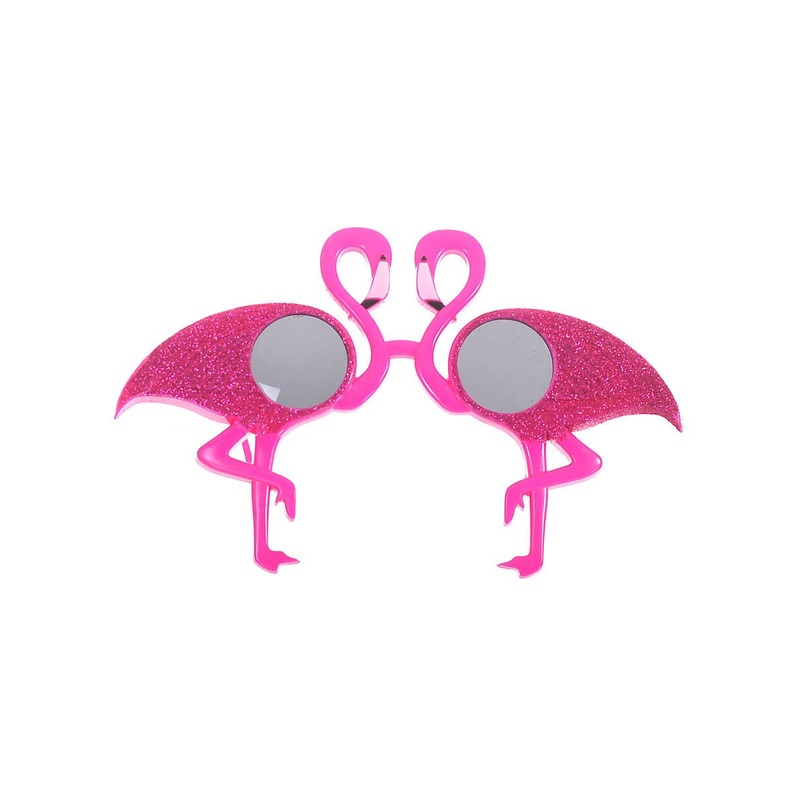Large Tropical Pink Glitter Flamingo Costume Glasses