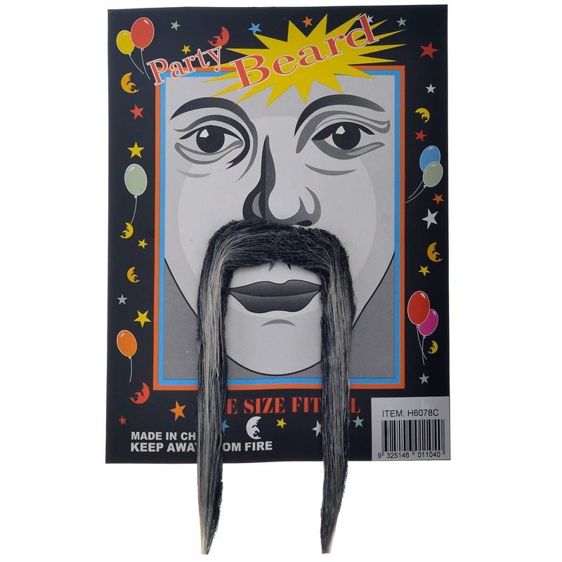 Long Hanging Grey Faux Hair Costume Moustache