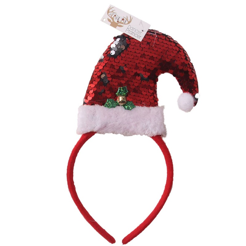 Mini Red Sequin Santa Hat Christmas Headband