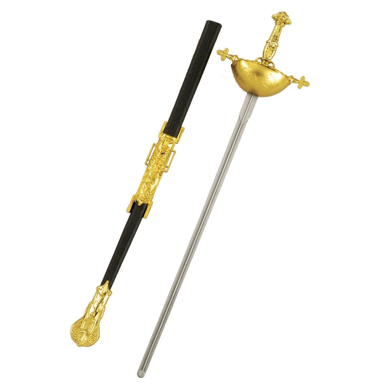 Musketeer Black and Gold Costume Sword and Scabbard