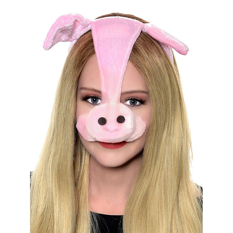 Plush Pink Pig Ears and Nose Costume Headband