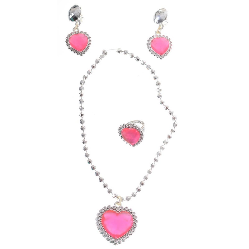 Princess Pink Love Heart Girls Costume Jewellery Set