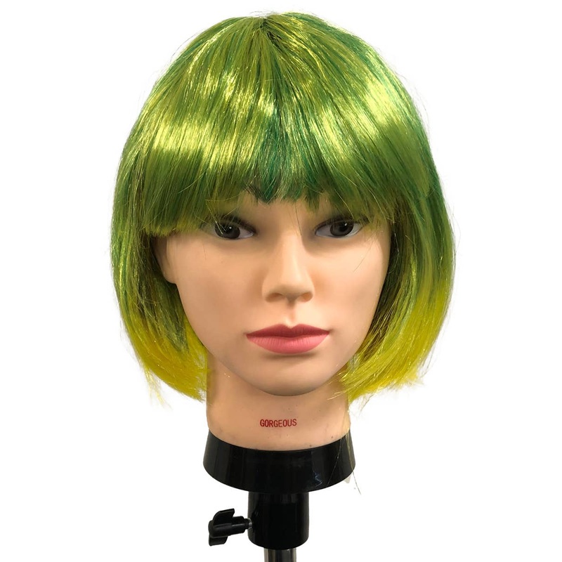 Short Green and Gold Bob Costume Wig