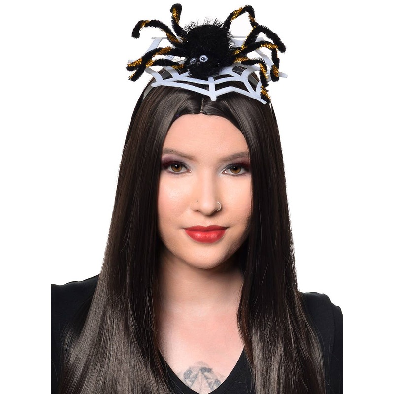 Sparkly Black and White Spider and Web Halloween Headband
