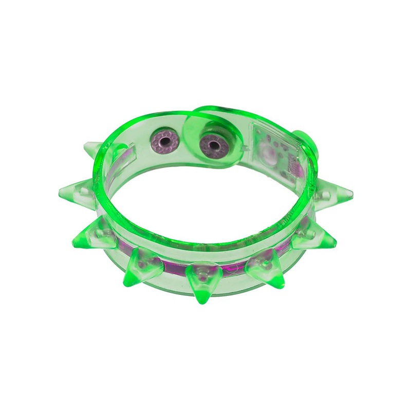 Spiked Green Flashing Light Up Wrist Band Costume Bracelet
