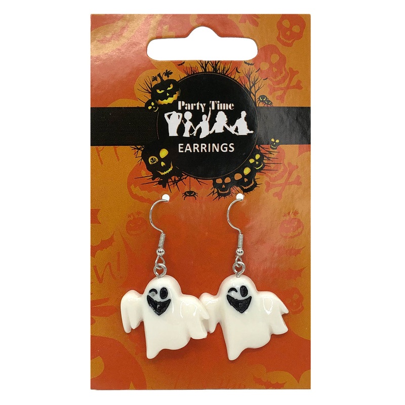 Spooky White Ghosts Halloween Costume Earrings