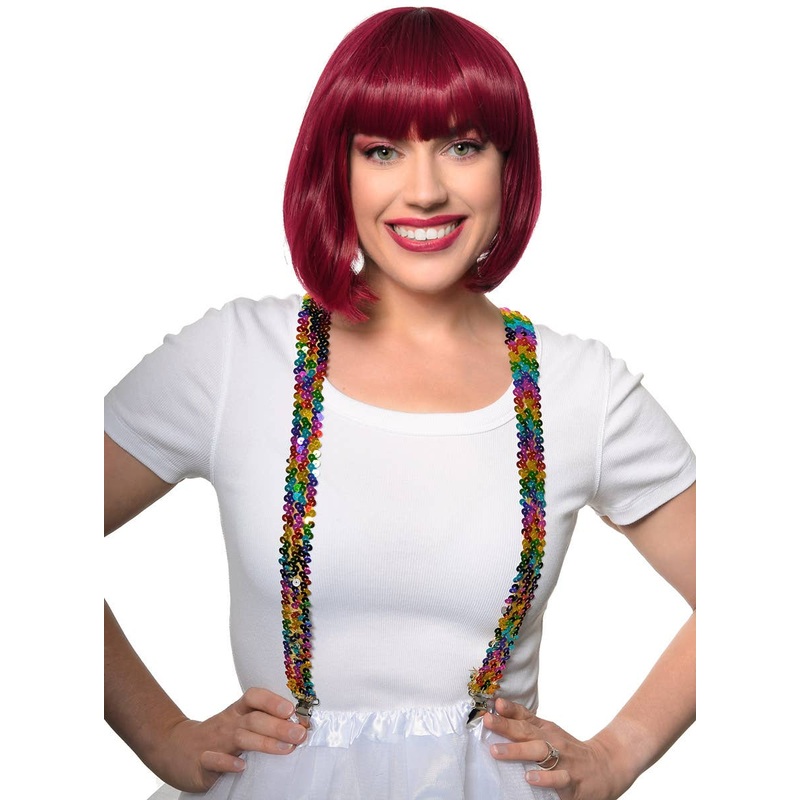 Stretch Rainbow Sequin Costume Braces