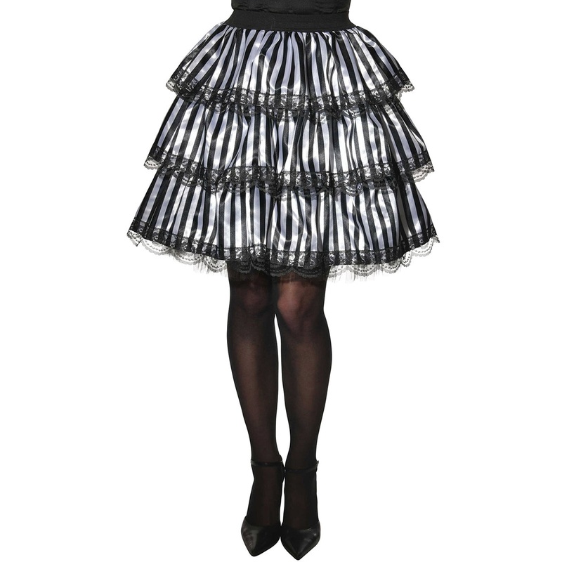 Striped Black and White Layered Womens Halloween Skirt