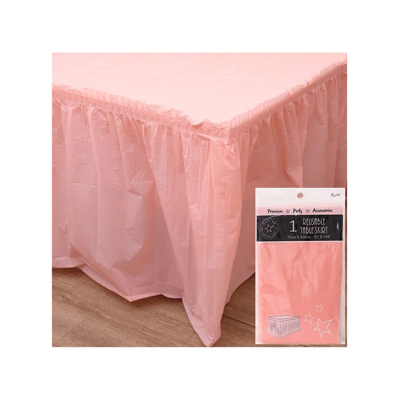 Blush Pink 426cm Plastic Table Skirt