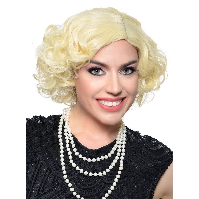 Deluxe 1920s Blonde Flapper Costume Wig with Skin Part