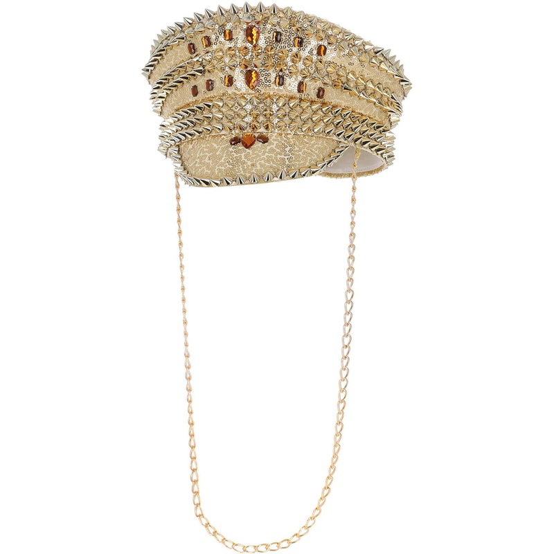 Deluxe Gold Sequined Festival Hat with Studs