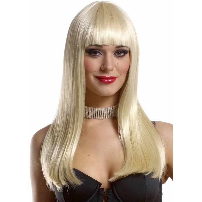 Deluxe Natural Blonde Womens Long Mistress  Costume Wig