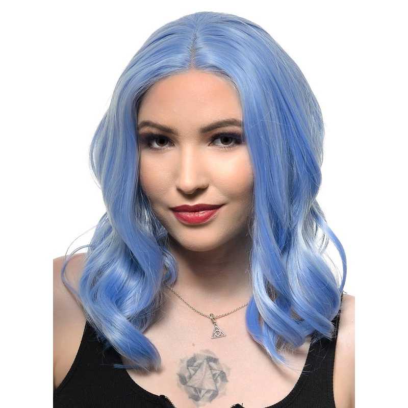 Dusty Blue Loose Waves Mid-Length Lace Front Fashion Wig