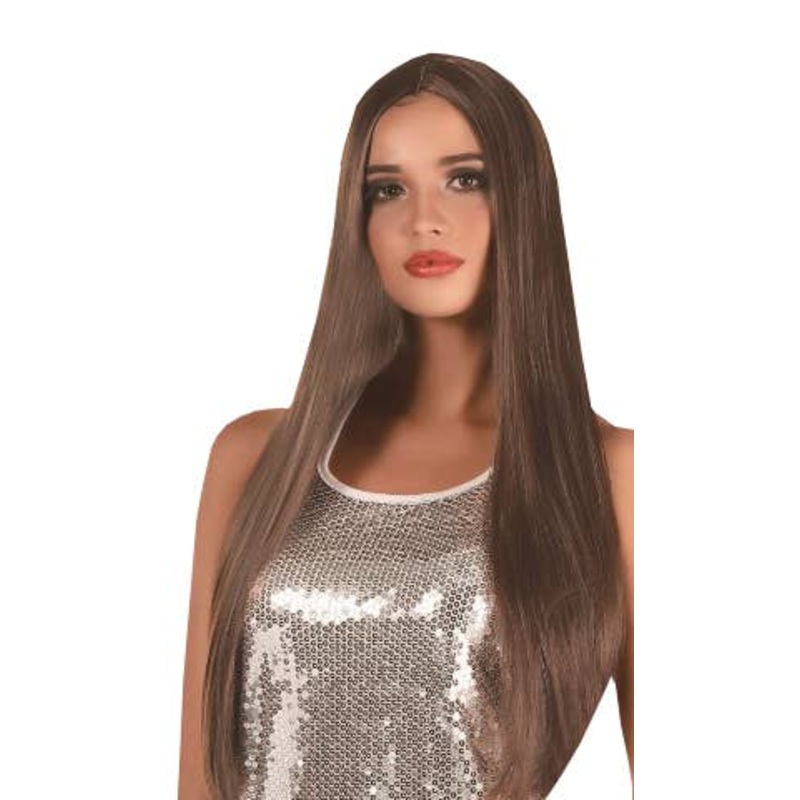 Extra Long Womens Straight Brown Costume Wig