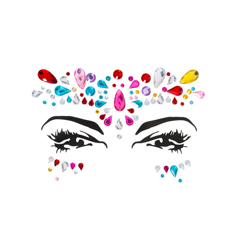 Fabulous Rainbow Crystal Diamante Stick On Face Jewels