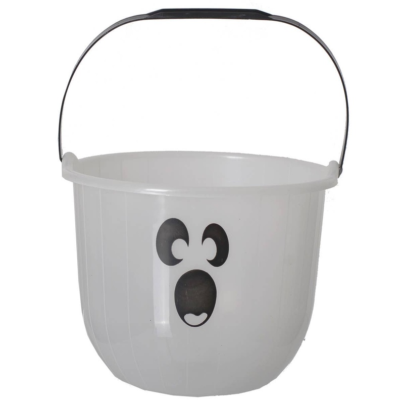 Friendly White Ghost Glow in the Dark Trick or Treat Bucket