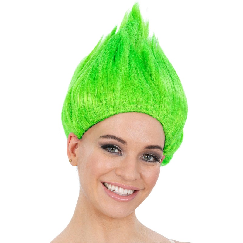 Funky Green Troll Spiked Adults Costume Wig