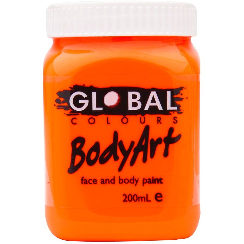 Global BodyArt UV Neon Orange 200ml Liquid Makeup