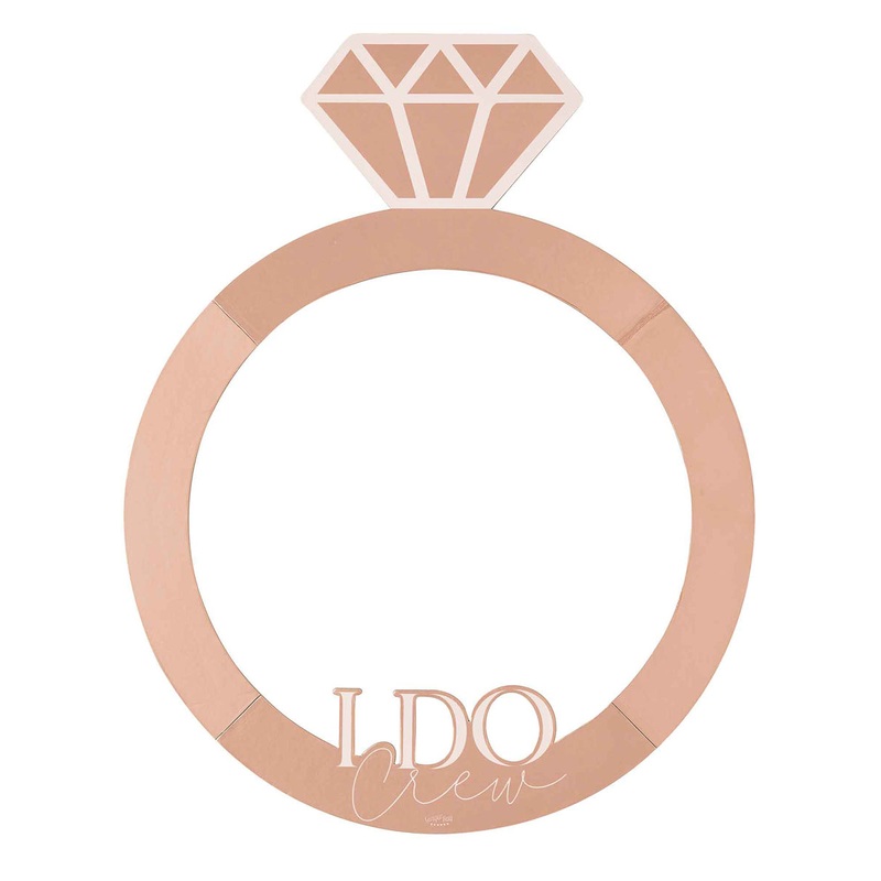 I Do Crew Rose Gold Engagement Ring Photo Booth Frame