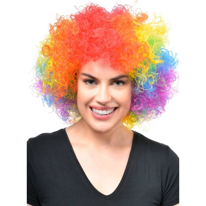 Jumbo Rainbow Adults Curly Afro Costume Wig