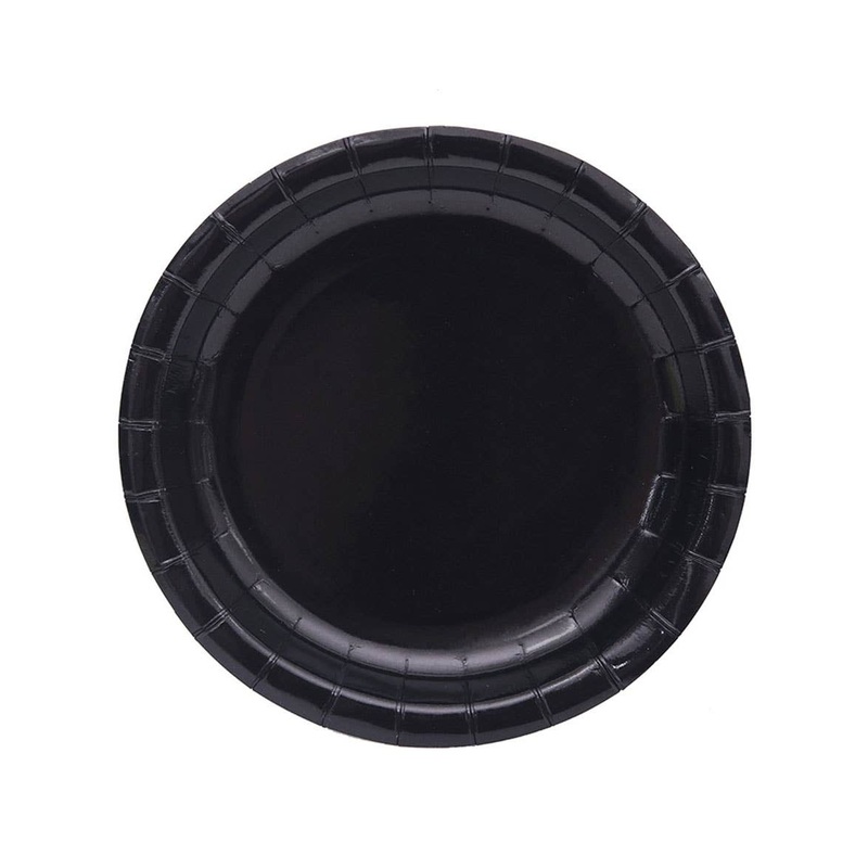 Midnight Black 20 Pack 18cm Round Paper Plates