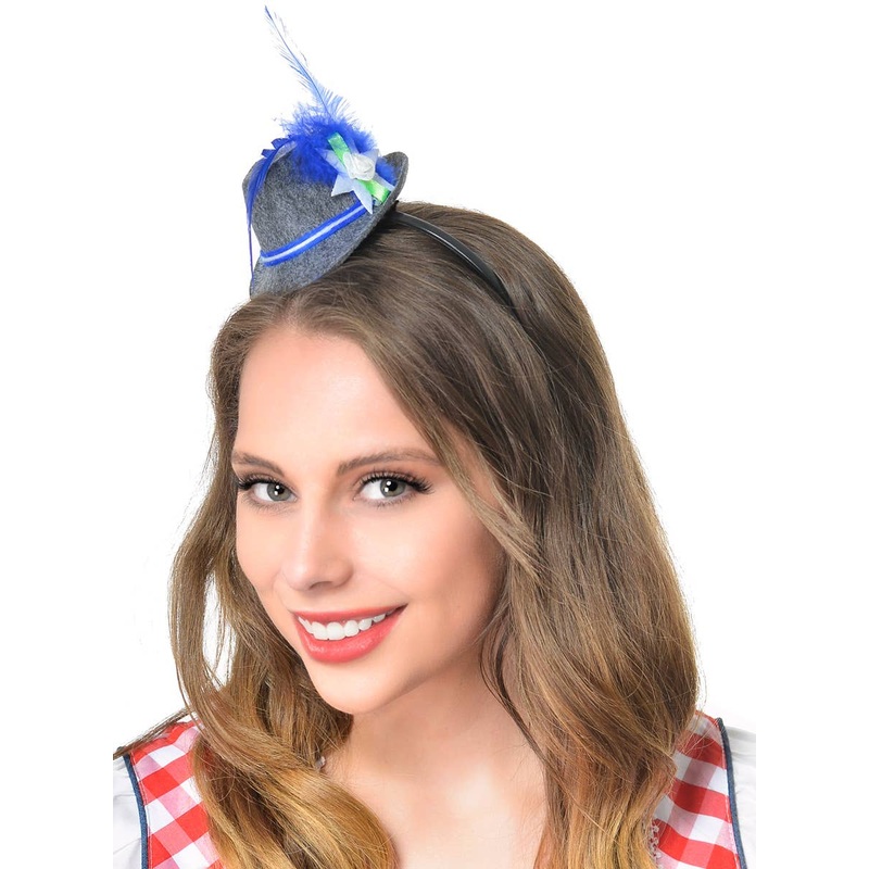 Mini Grey and Blue Oktoberfest Hat on Headband