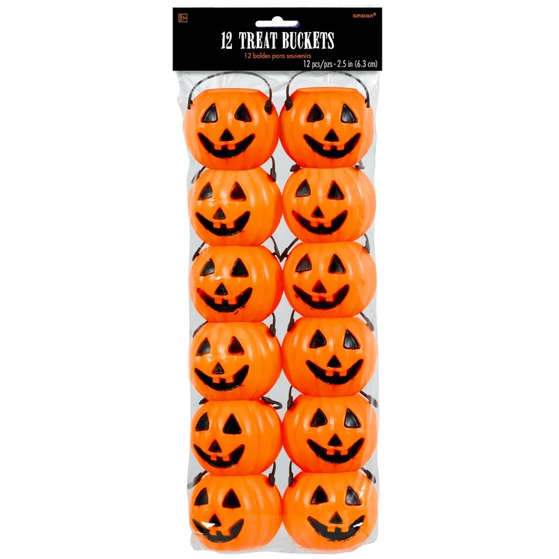 Mini Smiley Orange Pumpkins 12 Pack Buckets